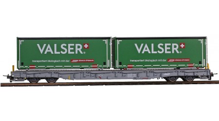 Bemo 2291 172 Tragwagen mit Container "Valser" R-w 8382 der RhB