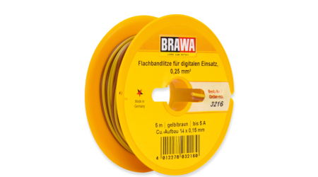 Brawa 3216 Flachbandlitze für digitalen Einsatz 0,25 mm² gelb/braun, 5 m