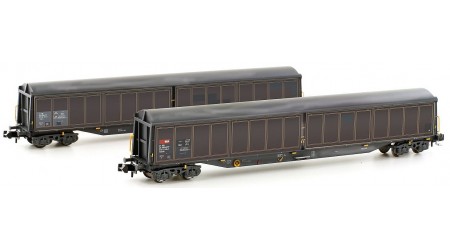 Kato/Hobbytrain 23440 - 2-teiliges Set Schiebewandwagen HABILS der SBB, Epoche V/VI