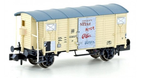 Kato/Hobbytrain 24203 Gedeckter Güterwagen K2 "Schokolade" braun der SBB, Epoche II - Spur N
