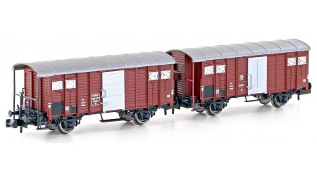 Kato/Hobbytrain 24250 - 2-teiliges Set gedeckte Güterwagen K3 braun der SBB, Epoche III - Spur N