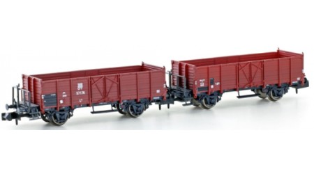 Kato/Hobbytrain 24351 Offenes Güterwagen-Set L6 der SBB (2-teilig), Epoche III, Holz-Ausführung