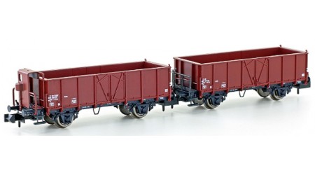 Kato/Hobbytrain 24352 Offenes Güterwagen-Set L6 der SBB (2-teilig), Epoche IV, Stahl-Ausführung