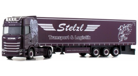 Herpa 932073 Scania CS 20 HD Gardinenplanen-Sattelzug "Stelzl Transport & Logistik""