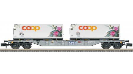 Minitrix 15494 vierachsiger Containertragwagen der Bauart Sgns der Schweizerischen Bundesbahn Geschäftsbereich Cargo