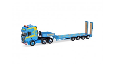 Herpa 318884 Scania CR 20 HD Semitieflade-Sattelzug mit Rampen "Martin Wittwer Wattenwil"