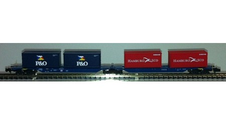 Kato / Hobbytrain 23702 Doppeltragwagen mit 4 Container "P&O und Hamburg Süd"