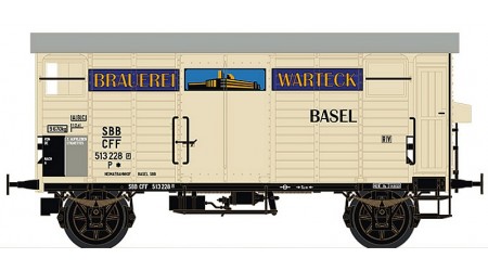 Brawa 67867 Gedeckter Güterwagen K2 "BRAUEREI WARTECK" der SBB - Spur N